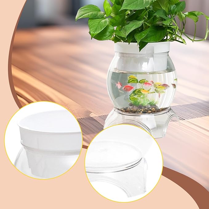 Desktop Fish Bowl Aquarium Hydroponic Planter Creative for Home Landscaping for Living Room with Stand Transparent 2 in 1, 23.5cmx31cm