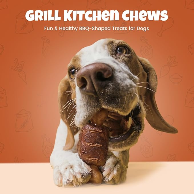 Havira BBQ Dog Treats Baked Pork Chop 16 Count, Grill-Shaped Rawhide Free Dog Chews Bone, Easily Digestible, for All Life Stages