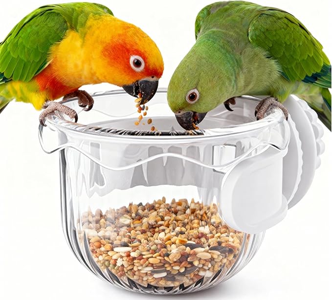 Parrot Feeder Set - 2-Piece Hanging Parrot Feeder for Bird Cages, Suitable for Cockatiels, Lovebirds, Macaws, and Other Pet Birds (Green)