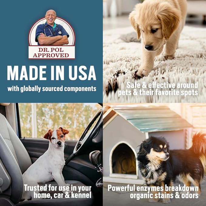 Dr. Pol Incredi-Pol Stain & Odor Remover | Eliminates Dirt, Urine & Feces | Safe and Effective Around Pets & Their Favorite Spots | Trigger Spray for Easy Use | 24 oz | Fresh Citrus