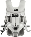 PetBonus Pet Front Dog Carrier Backpacks, Adjustable Pet Backpack, Legs Out Easy-fit Puppy Chest Carrier for Medium Small Dogs, Hands Free for Hiking, Cycling (Grey, S)