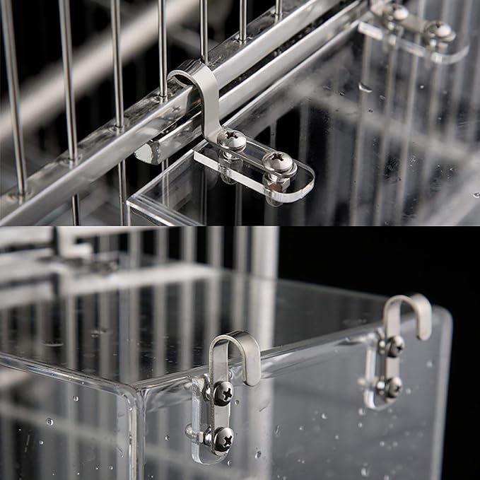 Bird Bath Cage, Cleaning Pet Supplies Cockatiel Bird Bathtub with Hanging Hooks for Little Bird Parrots Spacious Parakeets Portable Shower for Most Birdcage