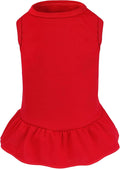 Dog Dresses Cat Skirt Solid Color Dog Clothes Summer Sleeveless Puppy Girl Clothes for Small Pet Dogs Cats (Red, X-Small)