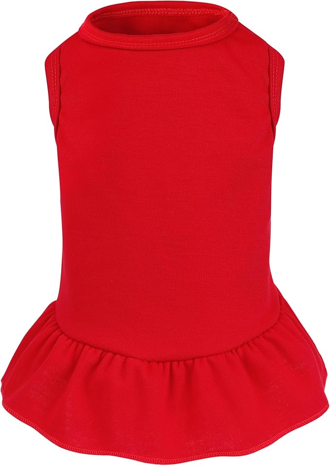 Dog Dresses Cat Skirt Solid Color Dog Clothes Summer Sleeveless Puppy Girl Clothes for Small Pet Dogs Cats (Red, Medium)