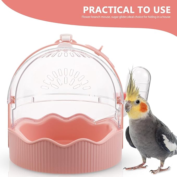Portable Parrot Cage with Ventilation Mesh, Lightweight Travel Carrier for Conures and Small Parrots, Large Space Outdoor Birdcage in Soft Pink for Bird Transport