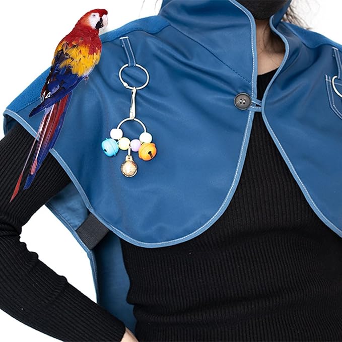 Interactively Play Parrot Shoulder Protector Neck Guard Pet Bird Parakeets Shawl Anti-Scratch Multifunctional Shawl - 1Pcs (Grey-Regular)