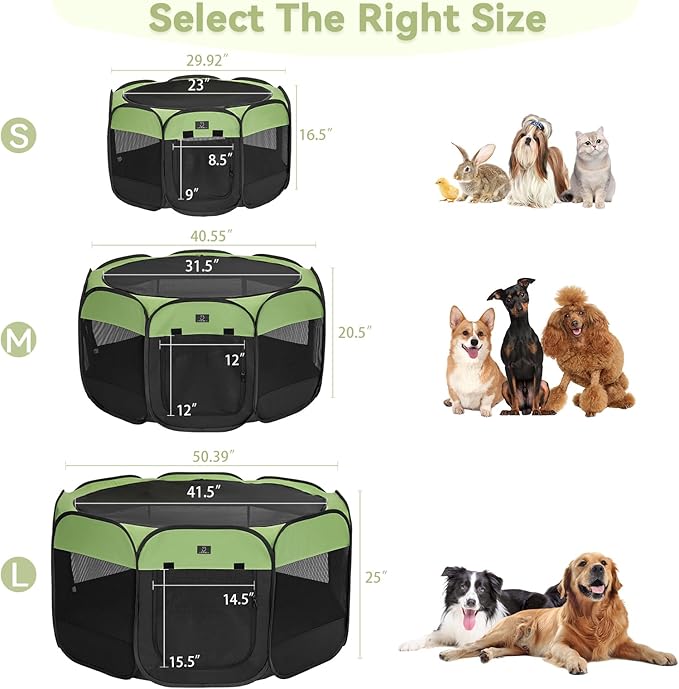 Portable Indoor Dog Playpen for Small Dogs & Puppies by A 4 Pet – 50.39" Pop-Up Soft Puppy Playpens with Bowl, Waterproof Floor, Calm Safe Space for Home, Travel & Daily Use