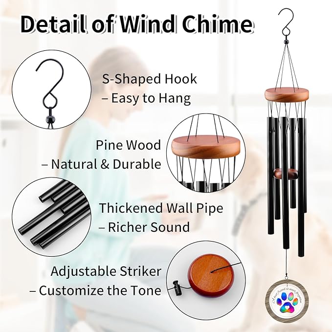 Pet Memorial Wind Chime – Dog Memorial Gifts for Loss of Pet, Loss of Pet Sympathy Gift, Pet Remembrance Bereavement Gift (Tree-Dog)