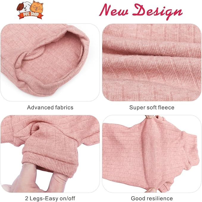 Idepet Sphynx Hairless Cats Sweater Shirt Kitten Soft Puppy Clothes Pullover Cute Cat Pajamas Jumpsuit Cotton Apparel Pet Winter Turtleneck for Cats and Teacup Chihuahua Small Dogs(Pink,S)