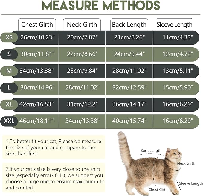 Sticky Cat Clothes Stretchy, Sphynx Hairless Sweater & Pajamas for Cats only, Soft Cat Onesie for Cats After Surgery Female Male & Hair Loss Prevention, Green XL