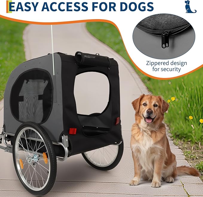 Dog Bike Trailer, Supports up to 88 lbs, Pet Bicycle Carrier, Easy Folding Cart & Quick Release Wheels, Washable Non-Slip Lining,Universal Bicycle Coupler for Small/Medium Pets