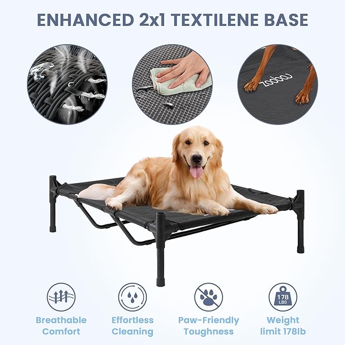 48" XL Outdoor Dog House – Weatherproof Elevated Pet Shelter, Breathable Mesh & Steel Frame, Easy to Assemble & Clean, Large Dog Houses for All Seasons (Brown)