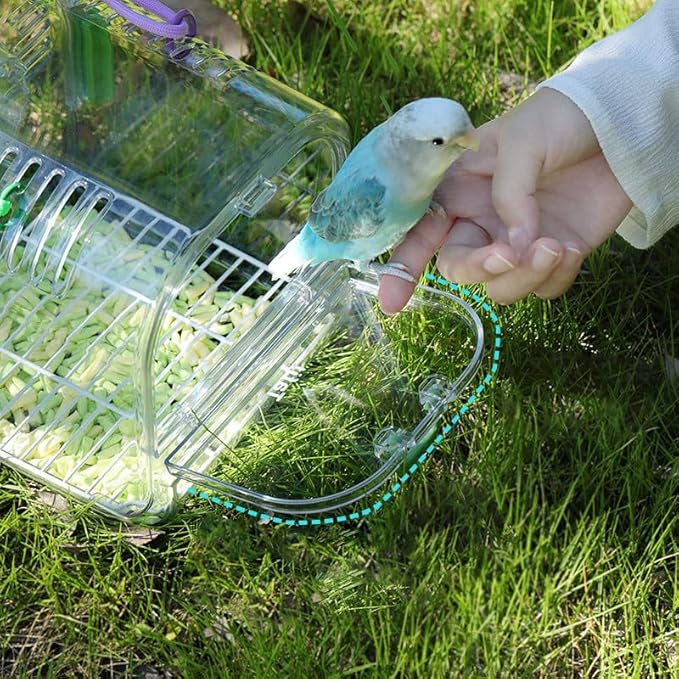 Portable Plastic Bird Cages for Outdoor, Lightweight Ventilated Travel Bird Cage with Handle, Waterproof Bird Carrier for Small Birds and Budgies, Easy to Carry (Purple)