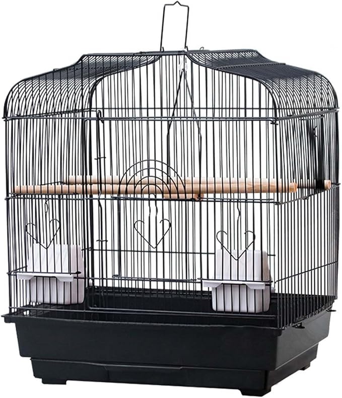 20.5 in Portable Travel Bird Cage with Handle, Metal Parrot Cage with Standing Pole, Food Container and Wooden Perch, Birdcages for Lovebirds Cockatiels Small Parrots Canaries