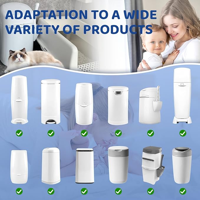 Refill Bags, Cat Litter Refill Bags, Diaper Refills,With Excellent Sealing and Toughness, The Refill Bag is Compatible With all Diaper Pails and Cat Litter Disposal Pails(1er-Pack)