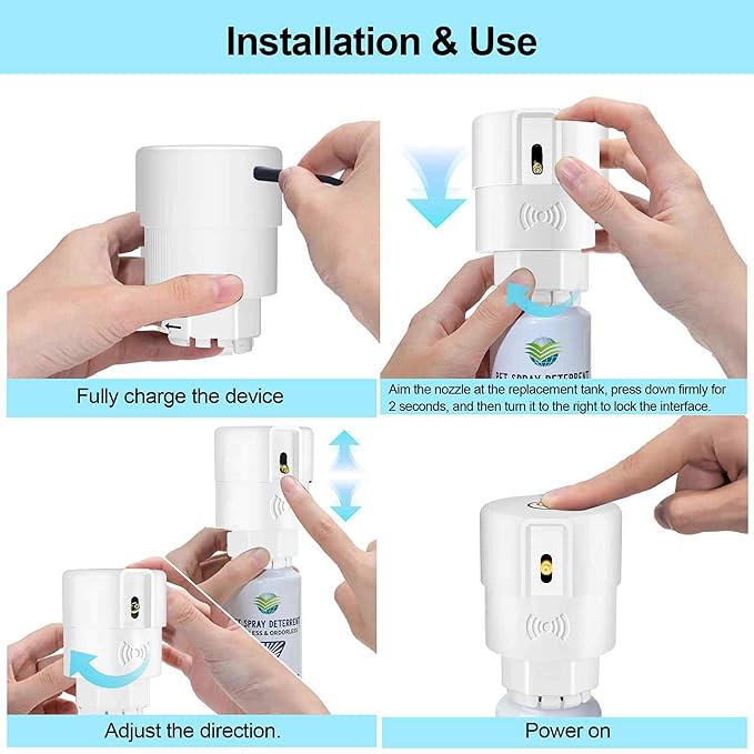 Cat Spray Deterrent System [2 Pack] Pet Deterrent Device Refill 4 Pack White