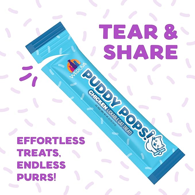 Weruva Puddy Pops, Lickable Cat Treats Variety Pack, 0.5oz Tube, Pack of 50