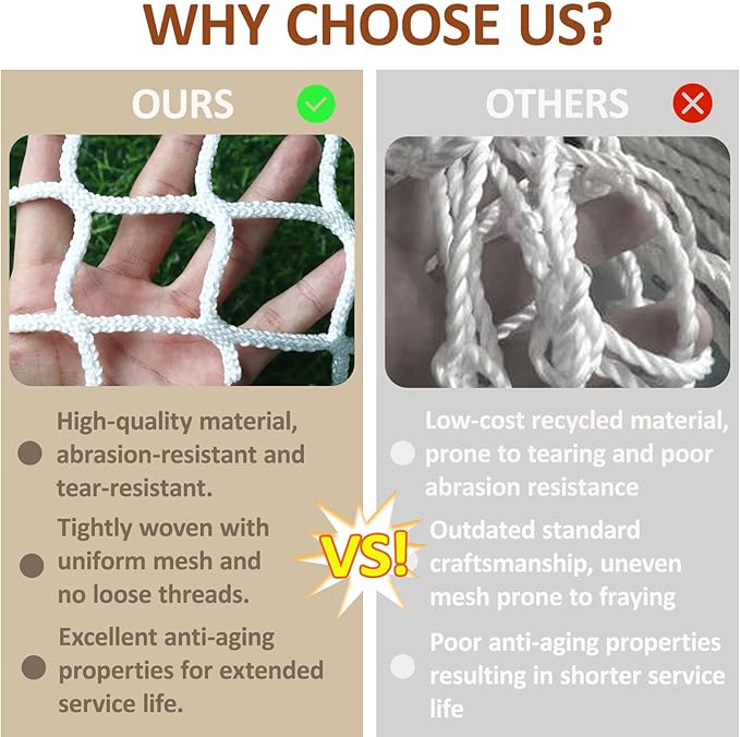 Safety Rope Net Kids Pet Stair Balcony Protection Net Baseball Softball Backstop Nets Outdoor Knotless Sports Netting(Size:1M×9M(3.3FT×29.5FT),Color:White)