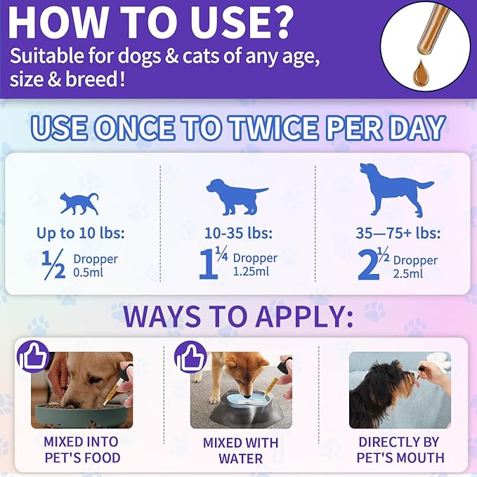 Flea and Tick Support for Dogs and Cats Natural Flea Treatment Drops with Multivitamin for Pets Oral Flea & Tick Prevention for Dogs and Cats Flea Herbal Drops for All Breeds and Ages