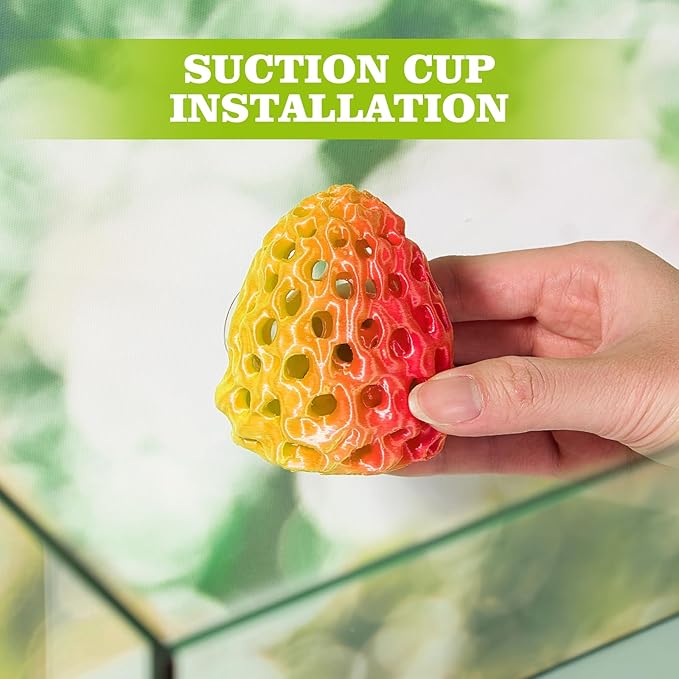 Shrimp Dome Hide, Shrimp Hides for Aquarium, Betta Fish Hideout with Suction Cup, Betta Habitat Tank Ornament Accessories, Aquarium Decor for Small Fish Guppy Hiding Resting (Lid Gold Red)