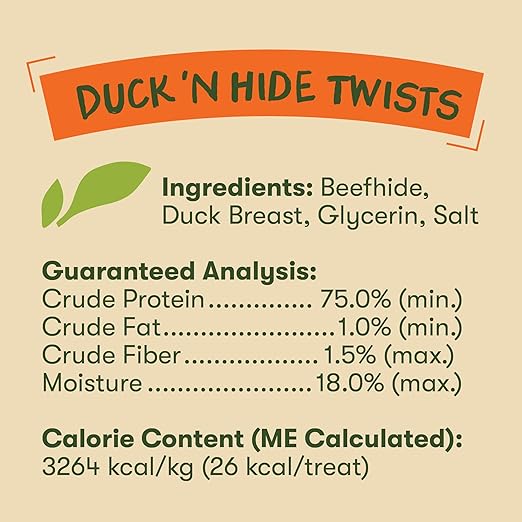 Pet 'n Shape Duck 'n Hide Twists - Duck Wrapped Rawhide Natural Dog Treats, Small, 1 Pound (Pack of 1)