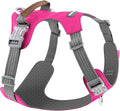 No Pull Dog Harness – Adjustable Reflective Nylon Vest for Small Medium Large Dogs, Escape Proof Training Harness with Leather Control Handle, Lightweight Aluminum Hardware (Hot Pink, M)