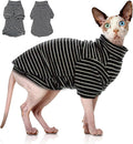 Sphynx Cat Sweater Hairless Cat Clothes Sweater Shirt Soft Warm Long Sleeves Pullover Pet Clothes Pajamas Dog Cloth for Small Dogs Jumpsuit Pet Sweaters (B&W Striped, Small)