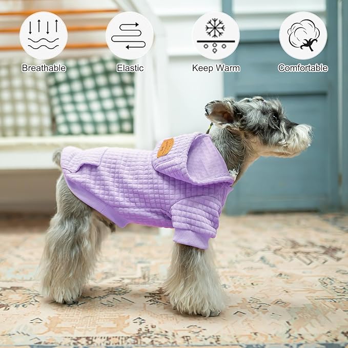 BEAUTYZOO Dog Sweaters for Large Dogs Girls Boys, Warm Winter Dog Hoodie Sweatshirt with Pocket & Leash Hole,Soft Waffle-Like Laminated Cotton Pet Clothes for Big Breeds Indoor Outdoor Cold Weather