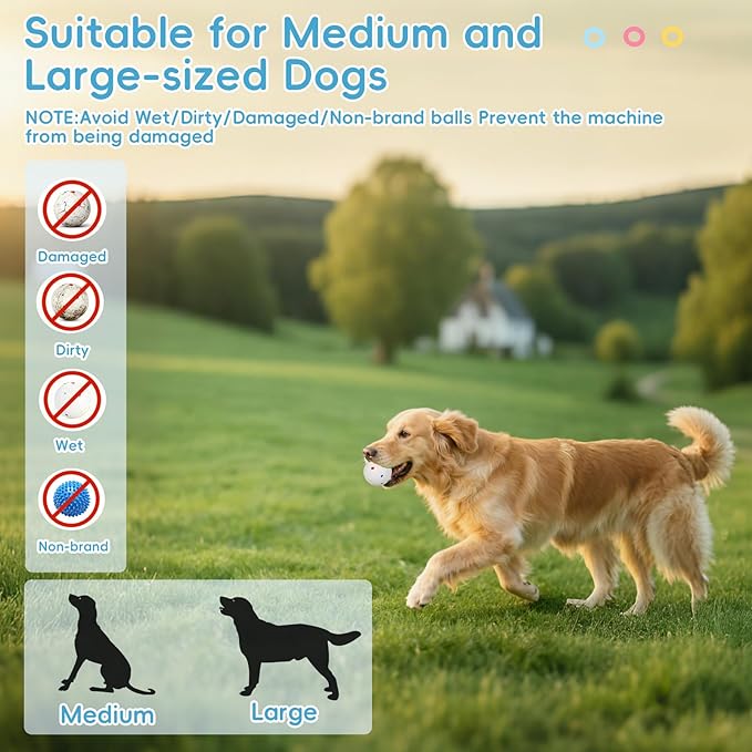 Ball Launcher for Dogs: 3 Adjustable Distance 40-80FT,with 8 2.5" ETPU Balls,Remote Control Interactive Dog Toy,Automatic Ball Throwing Machine for Medium/Large Dogs