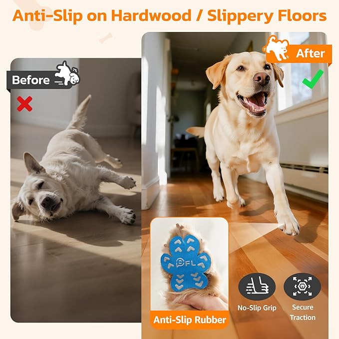 Anti-Slip Dog Paw Protector Pads for Senior Dogs, Dog Paw Blue Stickers with Strong Traction on Hardwood Floor, Dog Essentials,12sets(48pcs) XXL 61-80lbs
