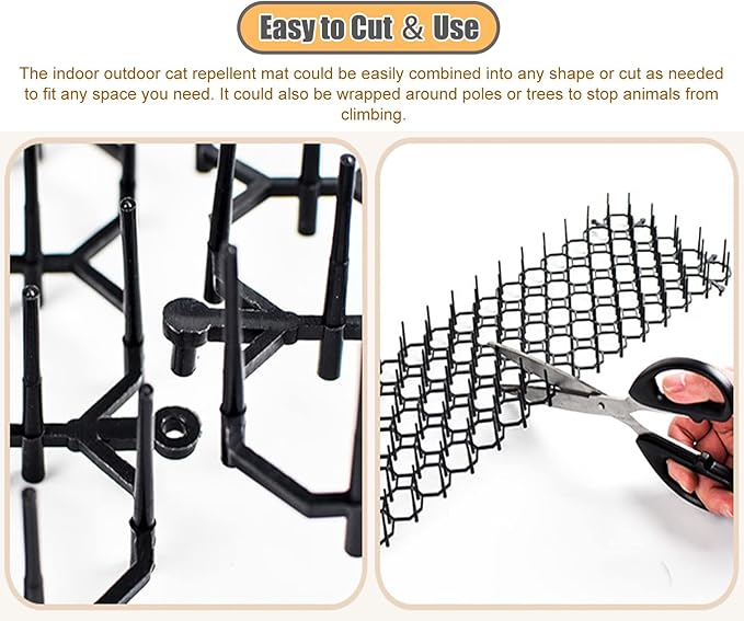 CMYUN Cat Scat Mat with Spikes/Cat Repellent Mats for Sofa Furniture Chair, Connectable Cuttable Pet Deterrent Spike Mat, Indoor Cat Pee Deterrent(16 pcs)