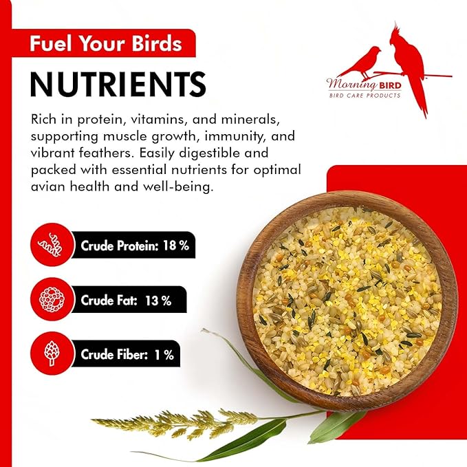 Morning Bird Miracle Meal 3 lbs (2-Pack, 1.5 lbs Each) – Vitamin Fortified Soft Bird Food for Birds - All-Natural No Artificial Dyes, Flavors or preservatives - Supports Feather Strength & Breeding