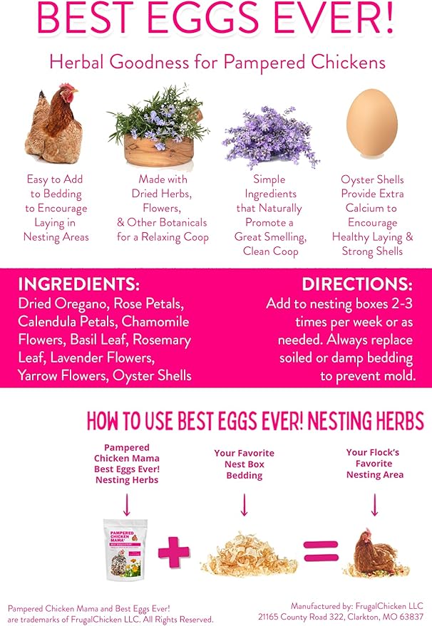 Pampered Chicken Mama Best Eggs Ever! Nesting Herbs for Chickens (10 Ounces) | Chicken Nesting Herbs