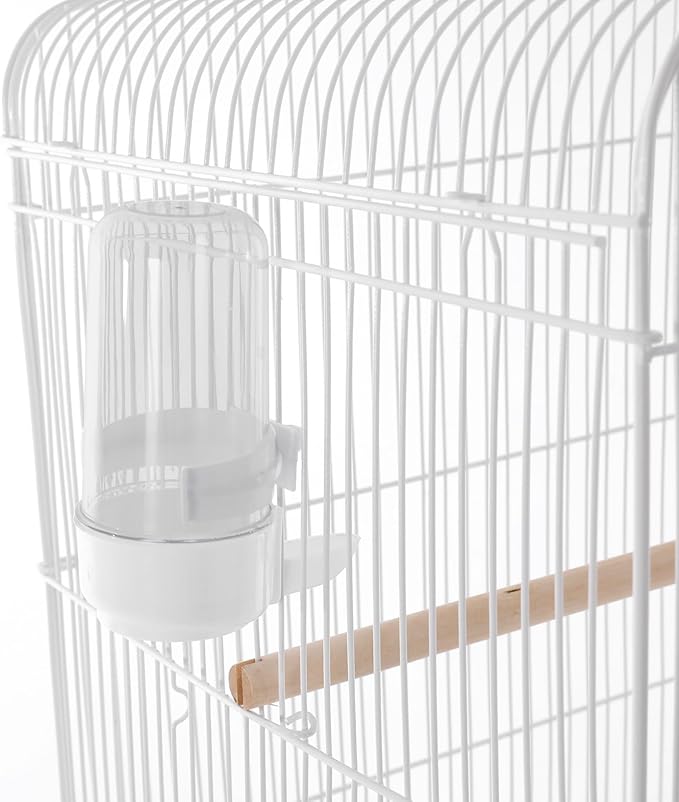 Bird Cage with Wheels, Breeding Cage Wrought Iron Flight Cage with Wooden Stand, Removable Tray & Feeding Bowls for Parrots, Canaries, Lovebirds Finches, 18" L x 14.6" W x 54" H