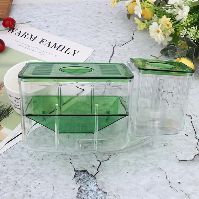 DOITOOL Fish Breeding Box for Aquarium Transparent Isolation Tank with Fine Mesh Sieve for Baby Fish Separator and Guppy Fry Hatchery Compact 2-Pack for Home Aquarium