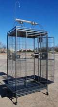 Extra Large 28" x 22" x 65"H Double Ladders Open Play Top Wrought Iron Bird Parrot Parttot Finch Macaw Cockatoo Cage, Include Seed Guard and Toy Hook