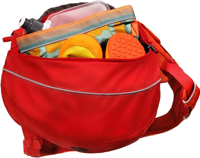 Ruffwear Palisades Dog Backpack, Multi-Day Pack with Removable Saddlebags, Breathable Adjustable Harness, Reflective Trim, Red Currant, Large/X-Large