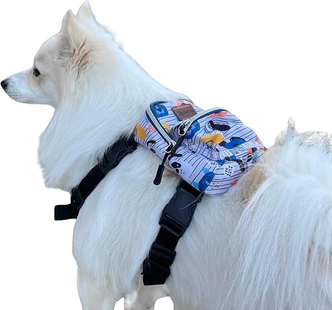 Pawlook Dog Backpack Harness – Street Smart | Waterproof, Adjustable, Breathable – Leash Attachment D-Rings, Poop Bag Pocket – Small & Medium Dogs – 8 Styles Woof Medium