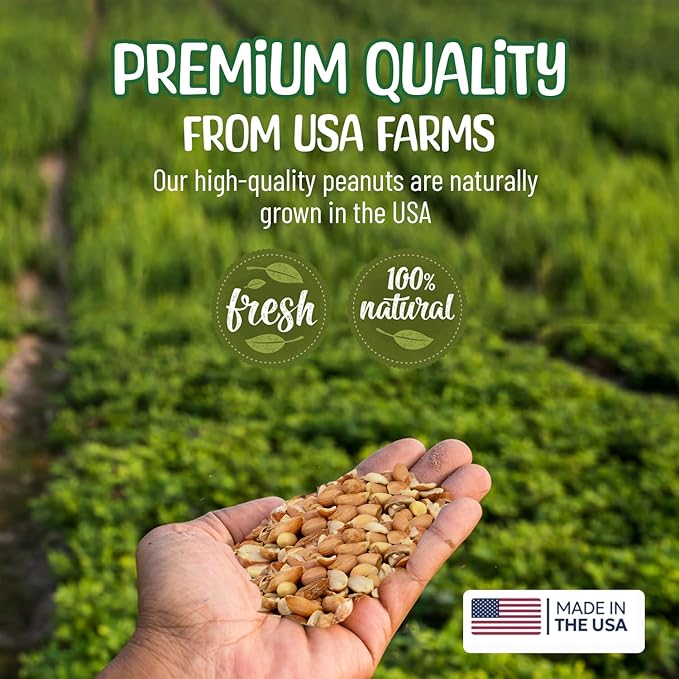 Premium Quality Raw Out of Shell Peanuts - 1 Pound - Shelled Peanuts for Birds – Wildlife Quality - Food for Squirrels, Deer, Birds, and Other Wildlife Animals – Grown in The USA