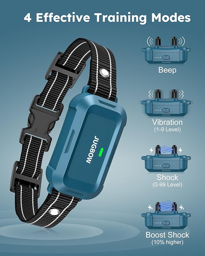 Jugbow Dog Shock Collar - 4200FT Dog Training Collar with Remote, IPX7 Waterproof Electric Collar with 4 Training Modes, Security Lock, Rechargeable e-Collar for Dogs 10-120lbs