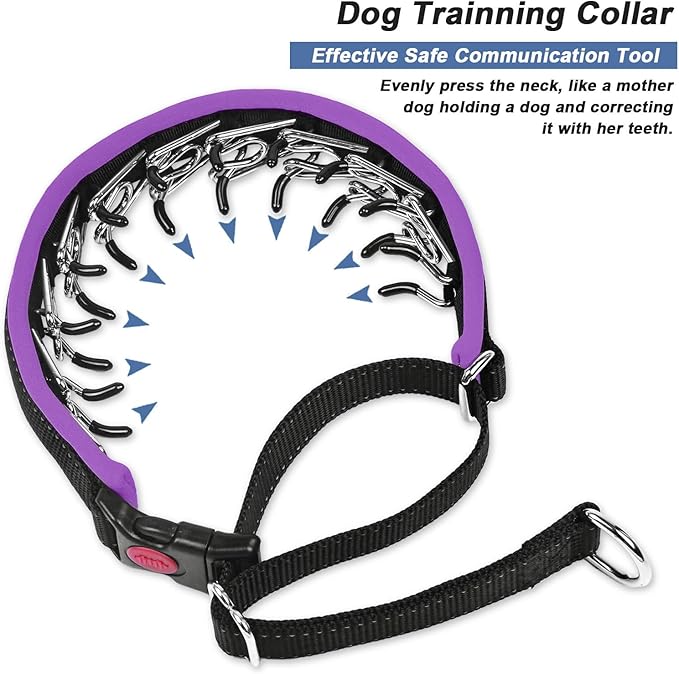Martingale No Pull Dog Collar - Heavy Duty Nylon With Buckle, Adjustable Anti Pull Reflective Slip for Large Medium Small Dog Training Walking S Purple