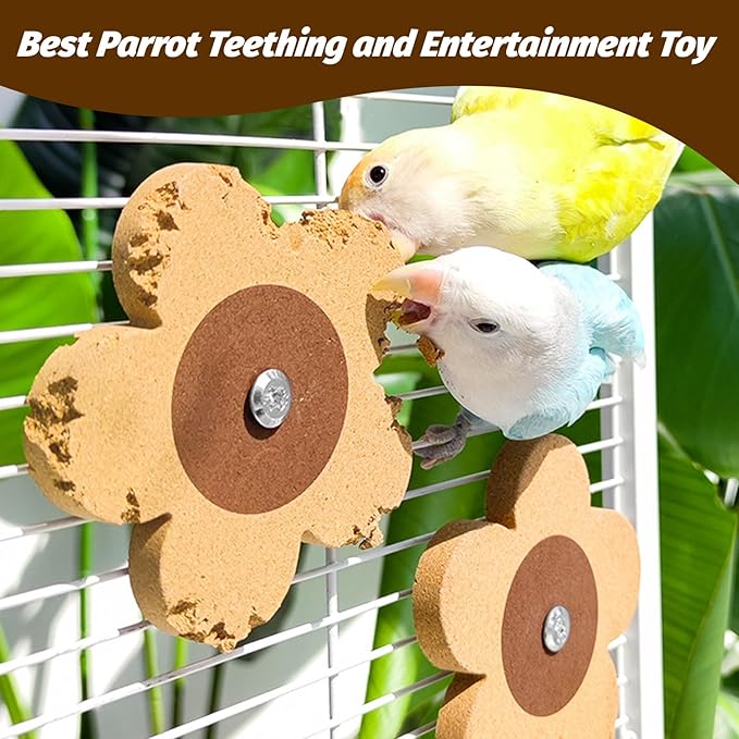 16 Pieces Bird Chew Toy, Natural Parrot Cork Foraging Training Toys for Relieve Boredom & Anxiety, Parrot Rotating Cork Chew Toy for Macaws, Conures, Budgies, Finches, Cockatiel
