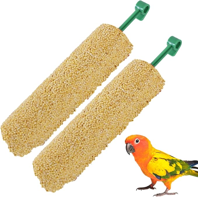 Cockatiel Treat - | 2 Pieces Bird Snacks | Pet Bird Treat Sticks | Cockatiel Treats, Pet BirdTreat Sticks Training Food Rewards Chewing Foraging Snacks for Myna Parakeet Finch Conure Parrot