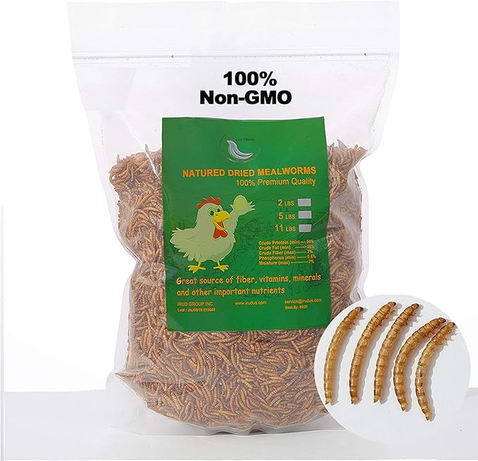 22LB Non-GMO Dried Mealworms, 100% Natural Large Size No Moisture, Mealworms for Chickens, Birds, Hedgehog, Hamster, Fish, Reptile, Turtles
