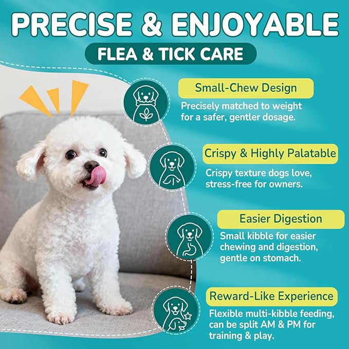 Cat & Dog Flea and Tick Prevention Bundle, 500 Crunchy Dual-Texture Chews Each, Natural 4-in-1 Flea Defense with Skin, Coat, Gut & Immune Support, Oral Daily Flea Treatment for Cats & Dogs
