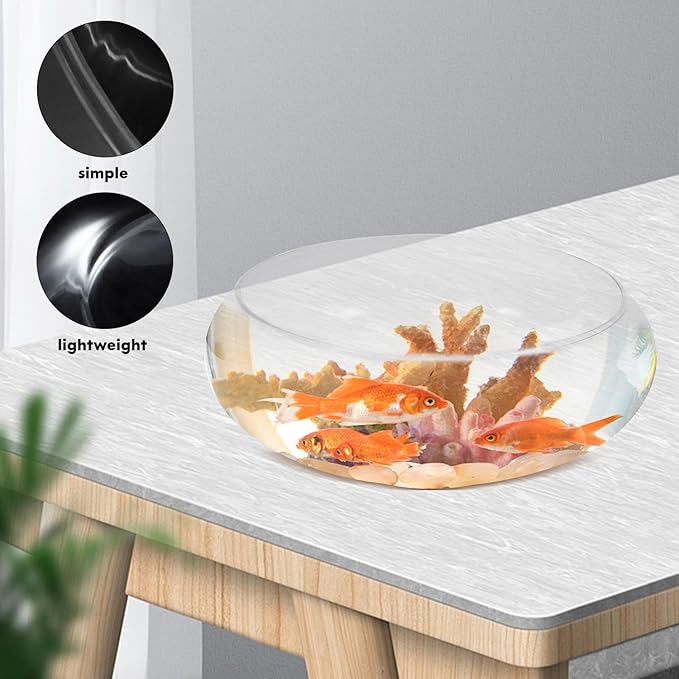 Zerodeko 1PC Glass Fish Bowl, Hydroponic Plant Pot Lotus Hydroponic Container Clear Glass Fish Tank Small Fish Tank Glass Round Aquarium for Goldfish Betta