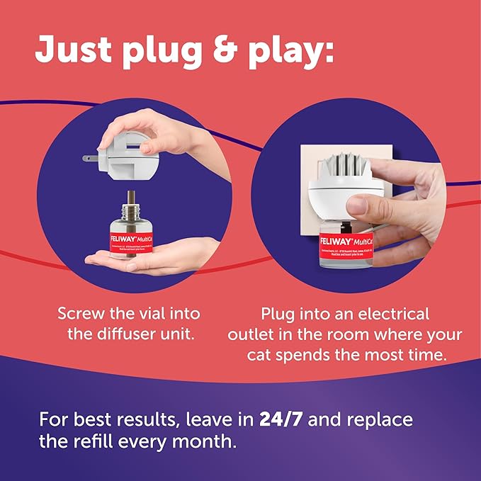 FELIWAY® MultiCat 6 x 30 Day Cat Calming Refills for Pheromone Diffuser, 6 x 48ml Value Pack- Helps Reduce Conflicts and Signs of Tension in Multi-Cat Households