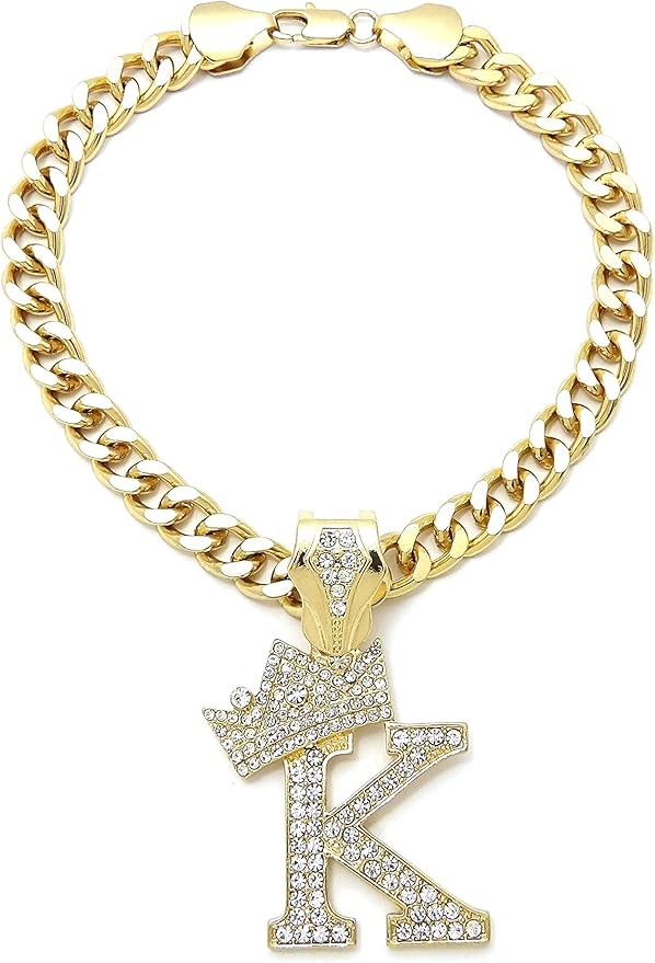 Initial Letter Cuban Chain Dog Chain Pet Chain Pet, Cat, Puppy Necklace (K, 22")