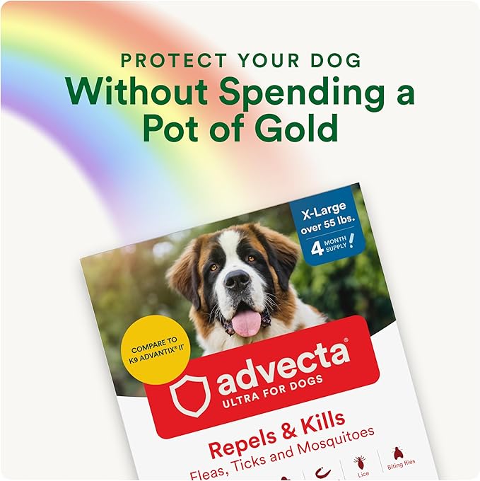 Advecta Ultra Flea and Tick Prevention for Dogs - Extra Large Dog Flea and Tick Treatment & Control - Mosquito Repellent - Fast Acting Waterproof Topical Drops, 6 Month Supply