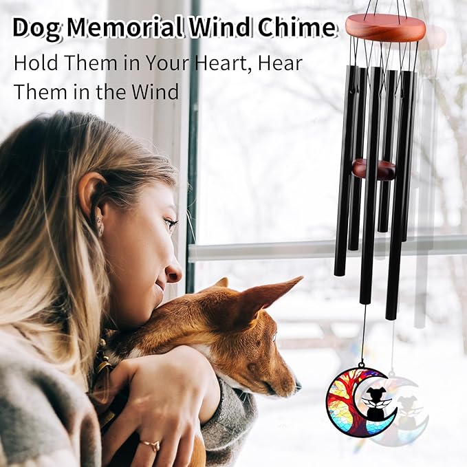 Pet Memorial Wind Chime – Dog Memorial Gifts for Loss of Dog, Loss of Pet Sympathy Gift, Pet Remembrance Bereavement Gift (Moon)